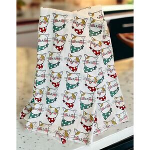 NWT Bandana Cat Lover Kitten Orange Cats Polka Dots Kitchen 2 Piece Towel Set